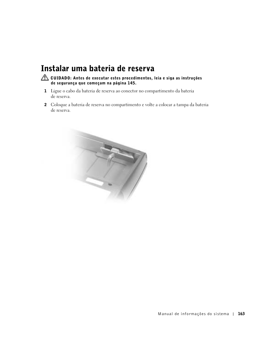 Instalar uma bateria de reserva | Dell Precision M60 User Manual | Page 165 / 200