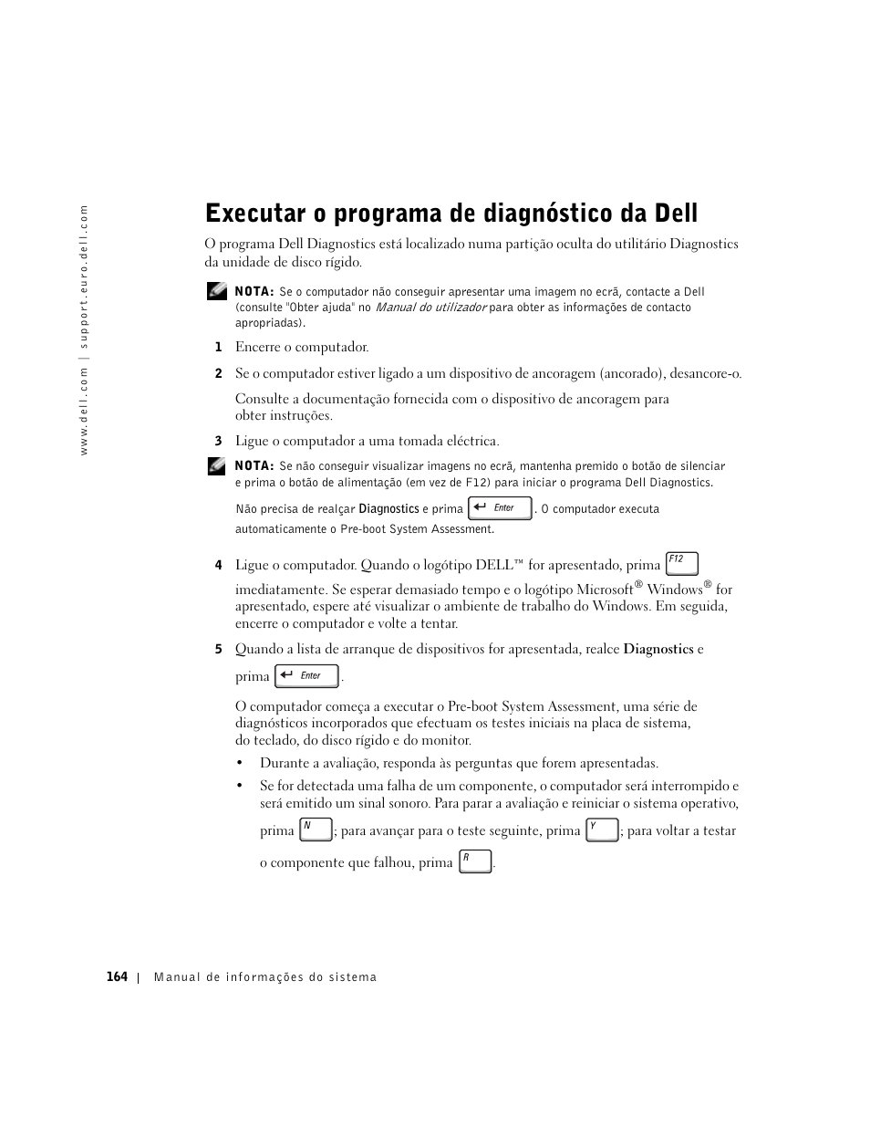 Executar o programa de diagnóstico da dell | Dell Precision M60 User Manual | Page 166 / 200