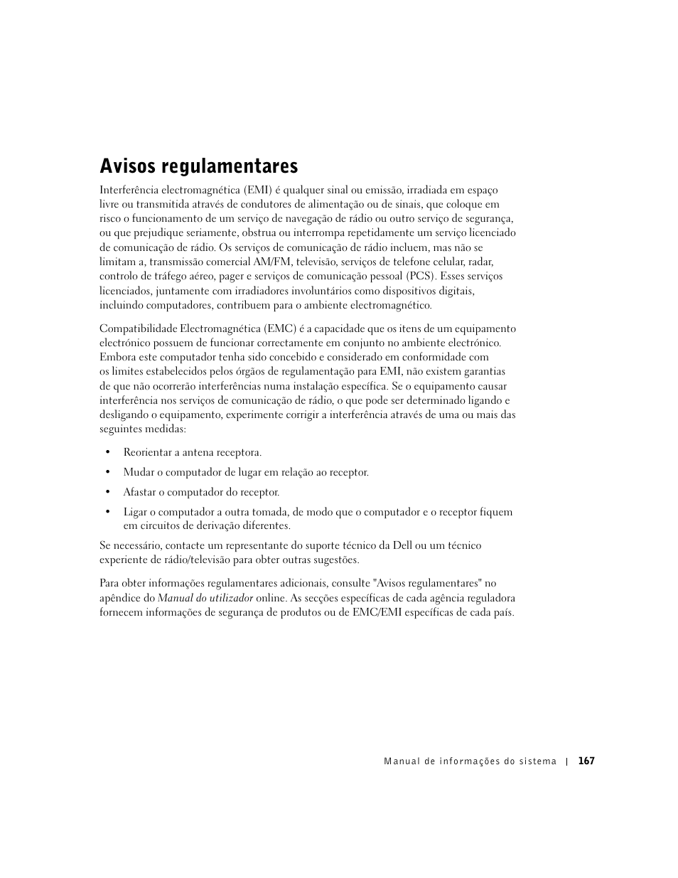 Avisos regulamentares | Dell Precision M60 User Manual | Page 169 / 200