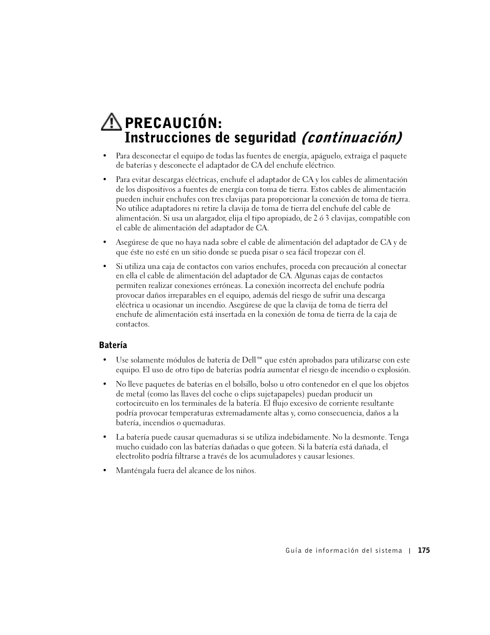 Batería | Dell Precision M60 User Manual | Page 177 / 200