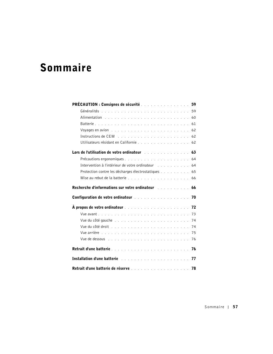 Sommaire | Dell Precision M60 User Manual | Page 59 / 200