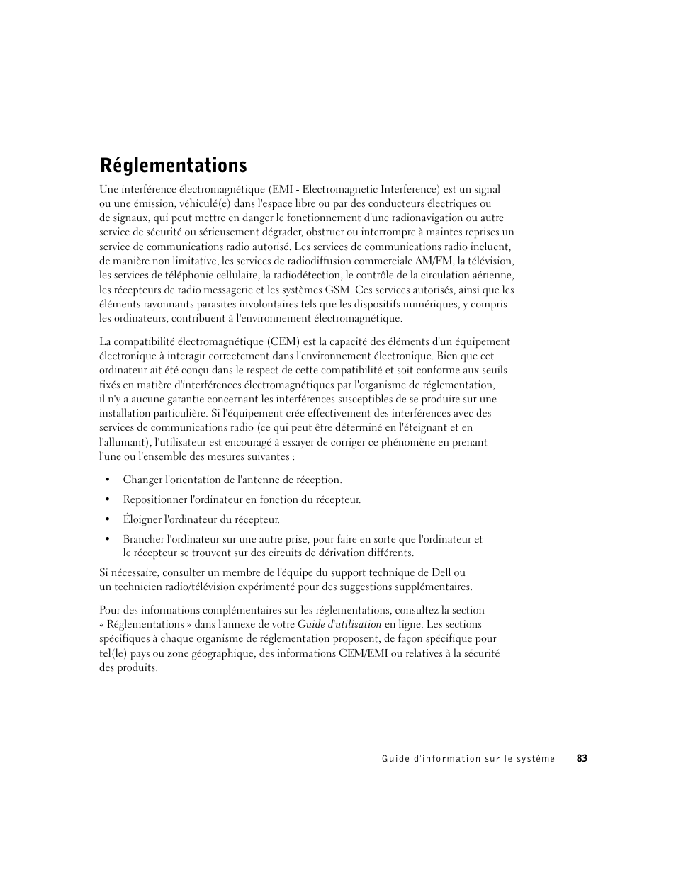 Réglementations | Dell Precision M60 User Manual | Page 85 / 200