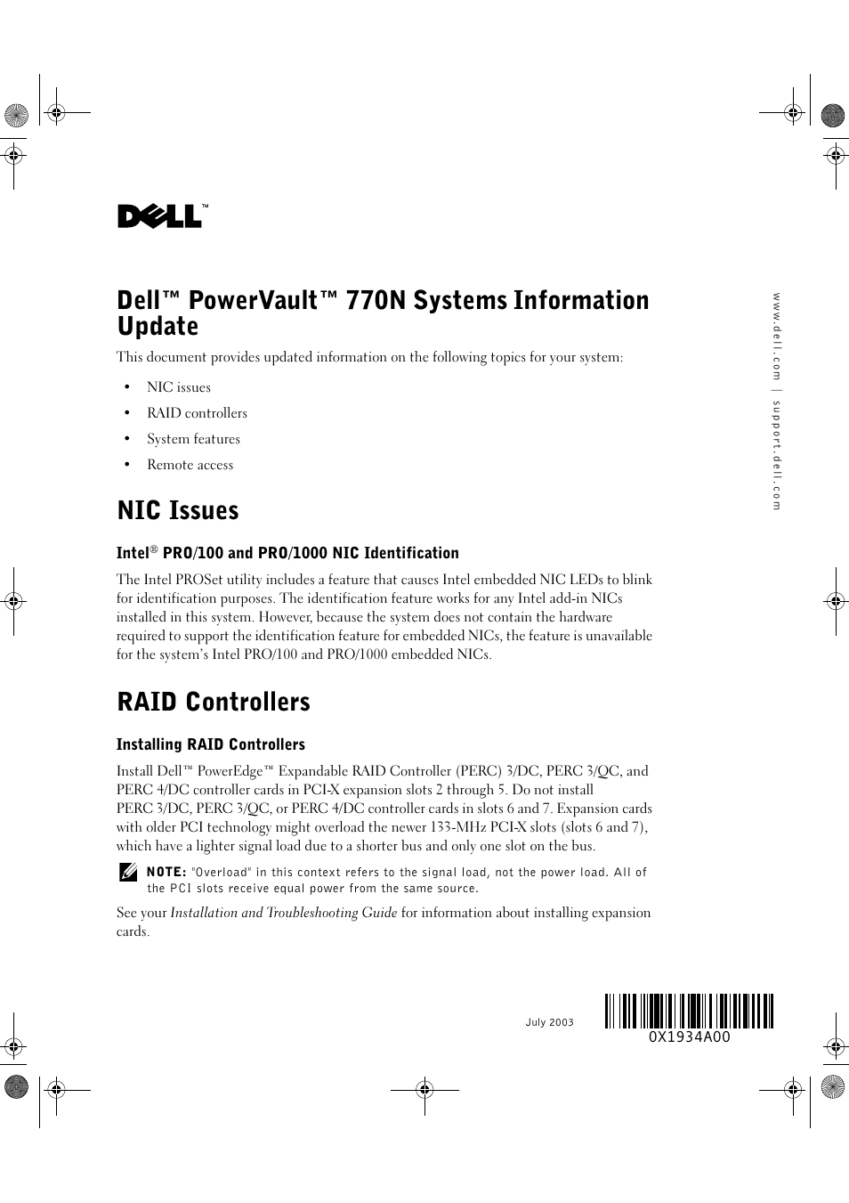 Dell PowerVault 770N (Deskside NAS Appliance) User Manual | 26 pages