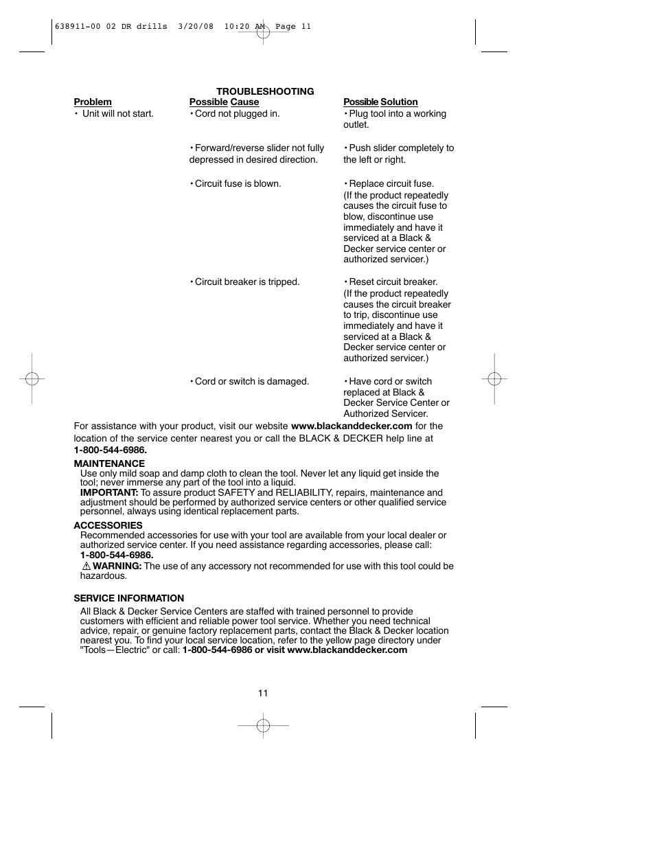 Black & Decker DR550 User Manual | Page 11 / 40