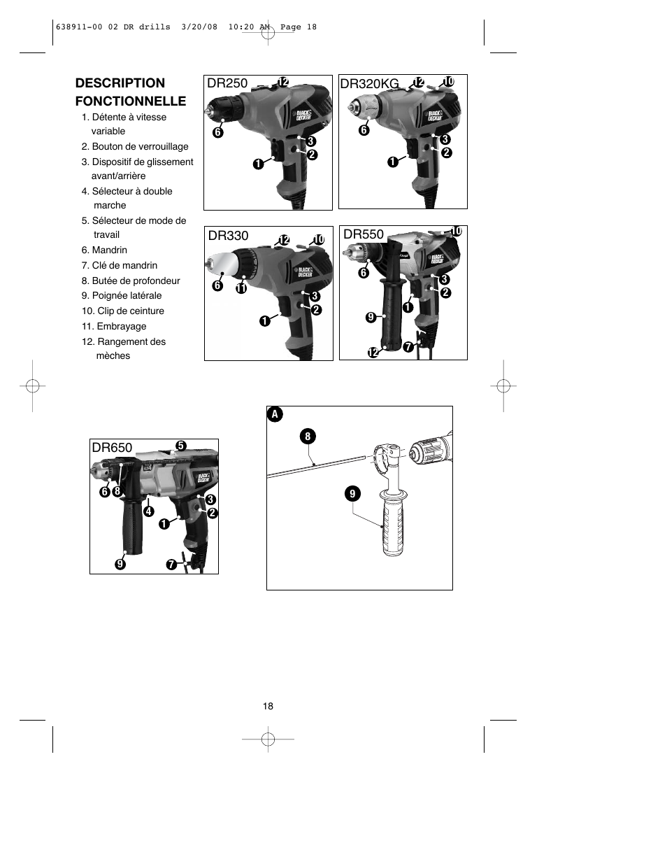 Black & Decker DR550 User Manual | Page 18 / 40