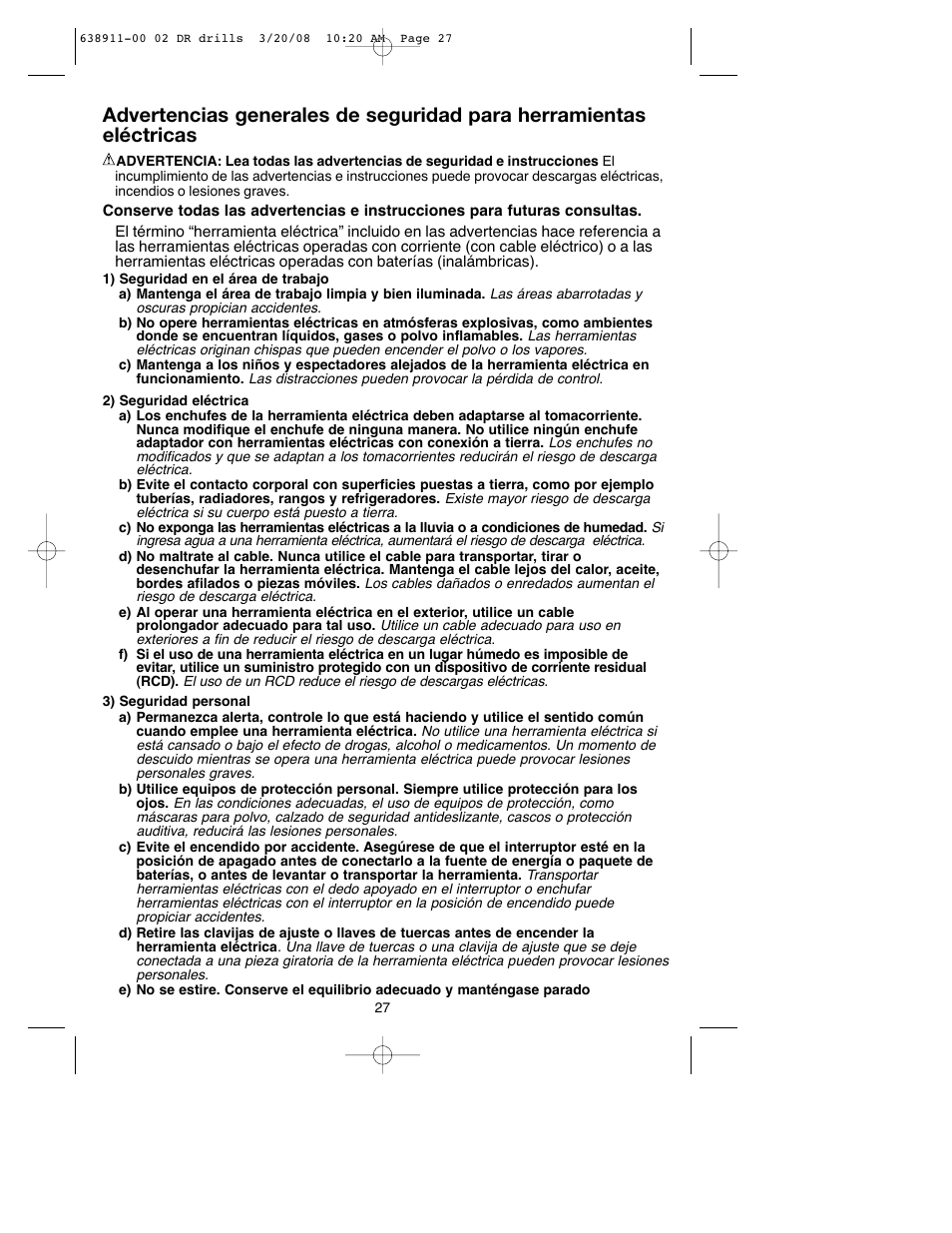 Black & Decker DR550 User Manual | Page 27 / 40