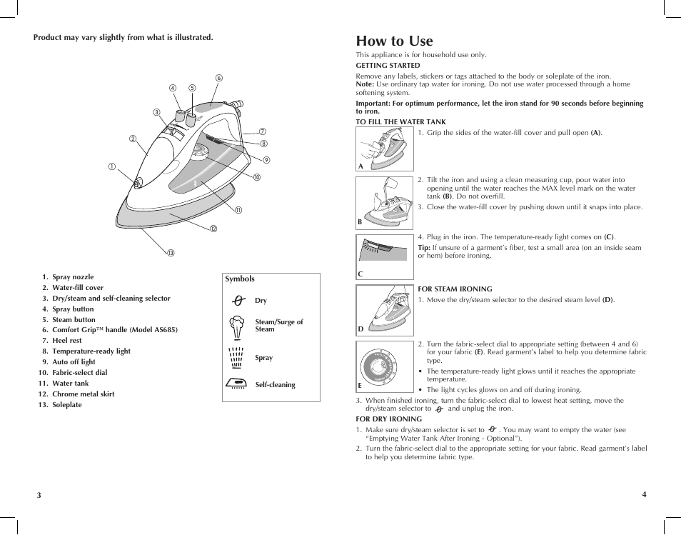 How to use | Black & Decker AS685 User Manual | Page 3 / 13