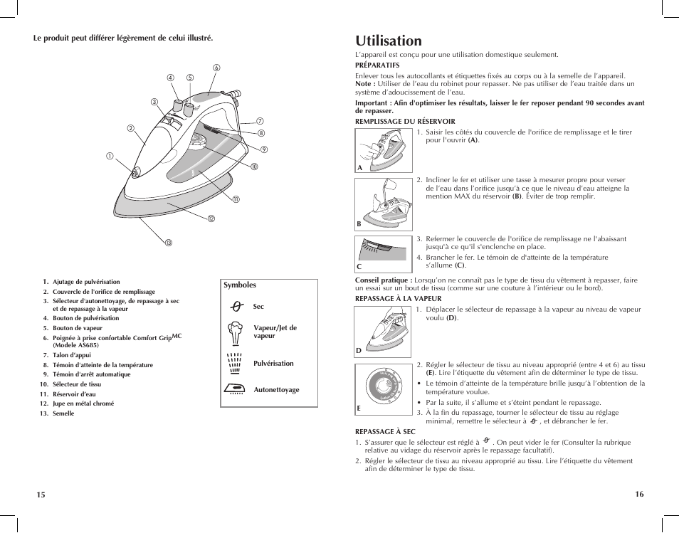 Utilisation | Black & Decker AS685 User Manual | Page 9 / 13