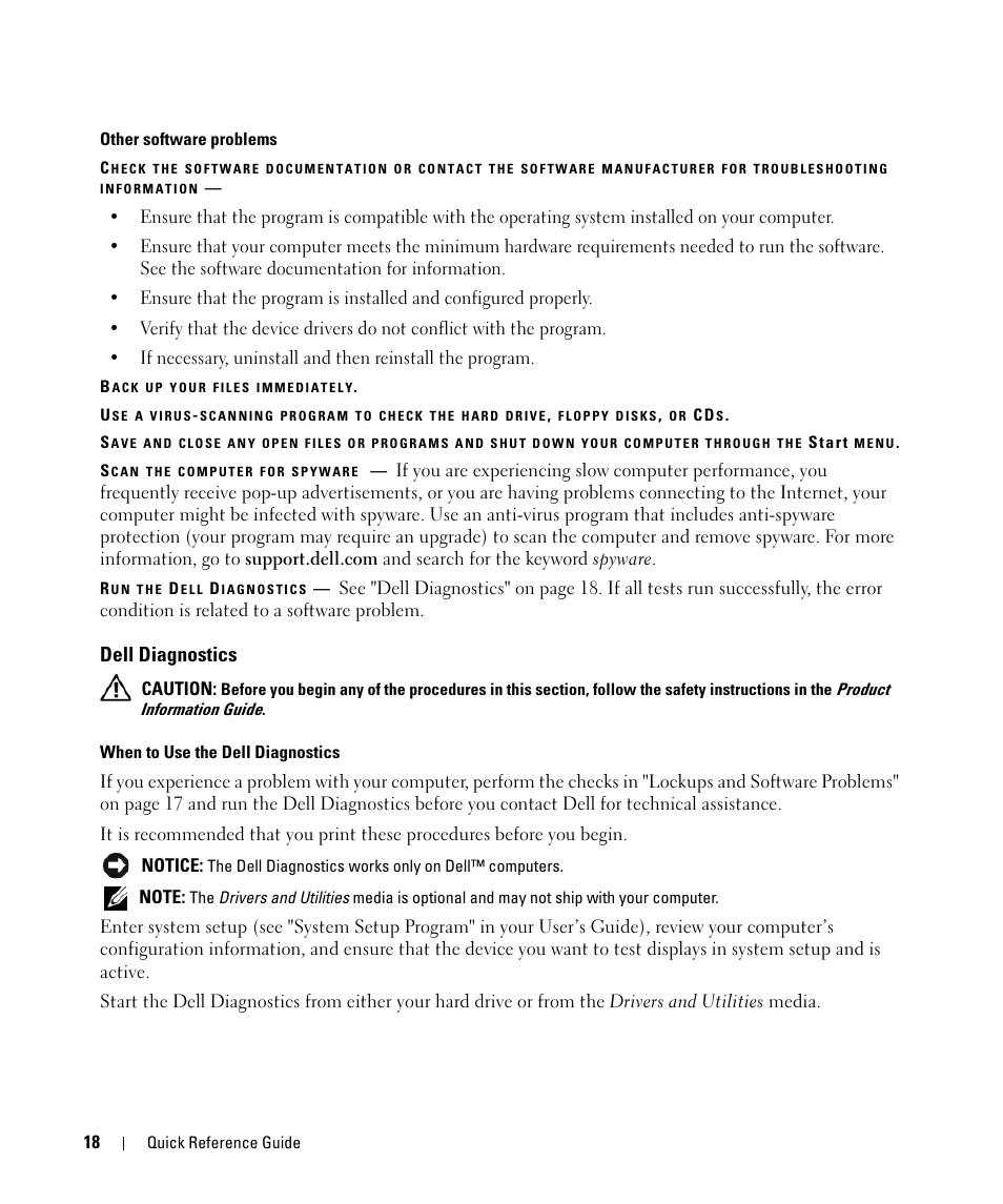Dell diagnostics | Dell Latitude D630C (Late 2008) User Manual | Page 18 / 96