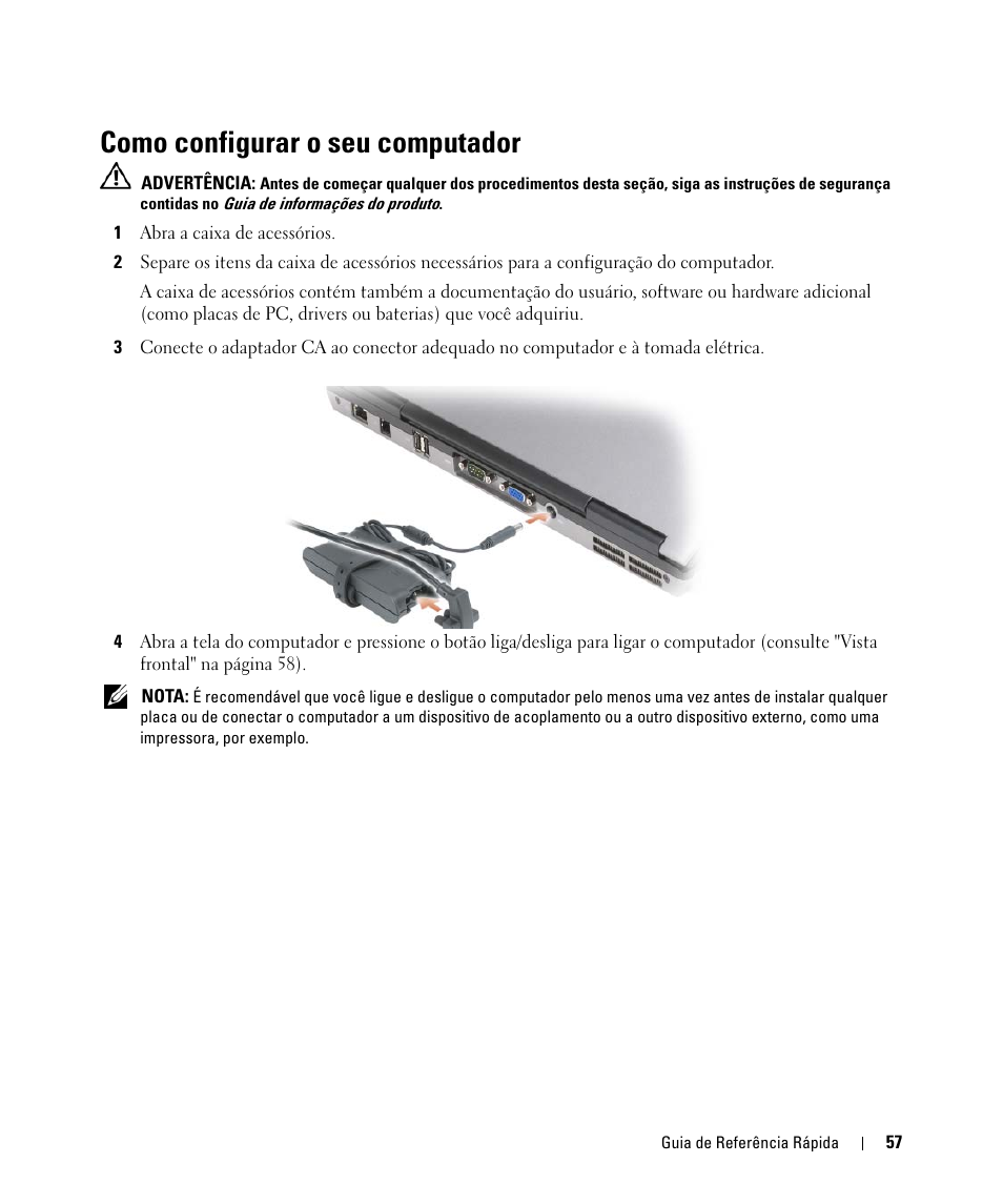 Como configurar o seu computador | Dell Latitude D630C (Late 2008) User Manual | Page 57 / 96