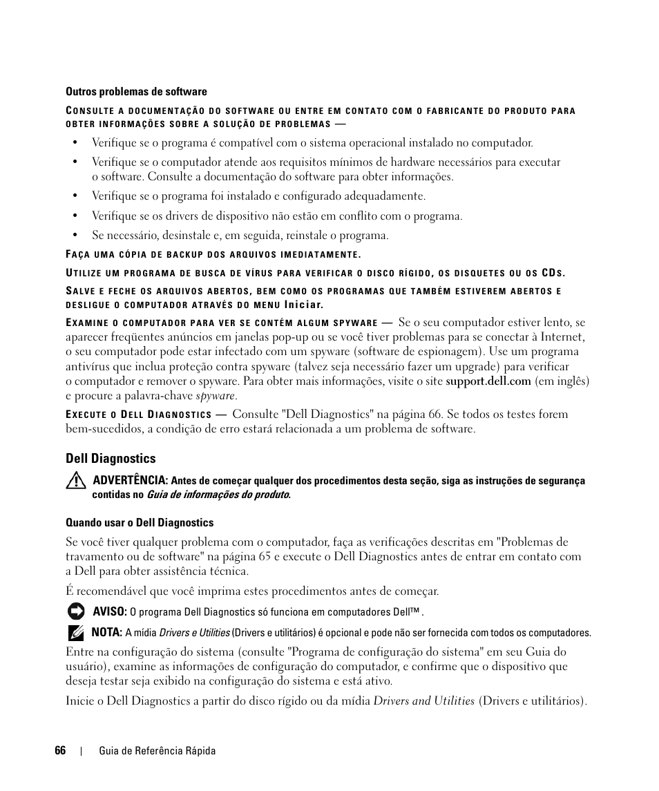 Dell diagnostics | Dell Latitude D630C (Late 2008) User Manual | Page 66 / 96