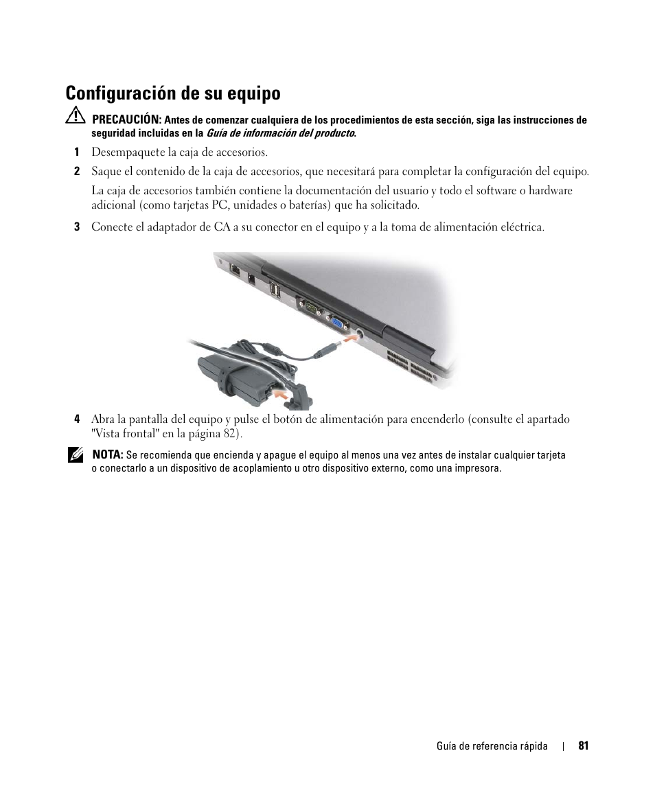 Configuración de su equipo | Dell Latitude D630C (Late 2008) User Manual | Page 81 / 96