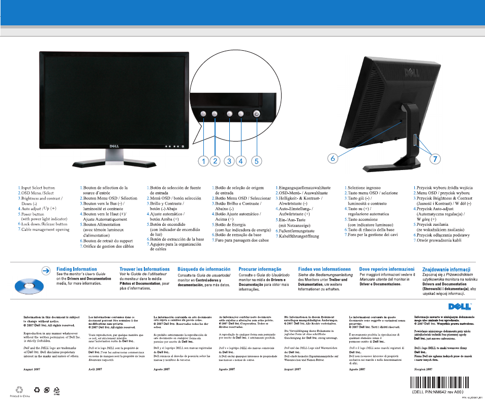 Finding information, Trouver ies informations, Búsqueda de información | Procurar informagào, Finden von informationen, Dove reperire informazioni, Znajdowanie informacji | Dell E248WFP Monitor User Manual | Page 2 / 2