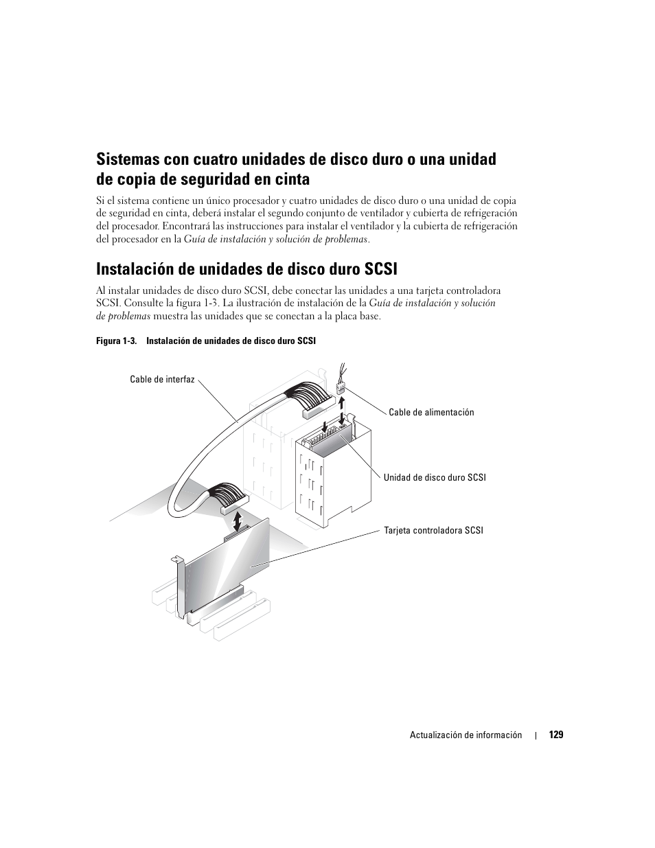 Instalación de unidades de disco duro scsi, Figura 1-3 | Dell PowerEdge SC1420 User Manual | Page 131 / 132