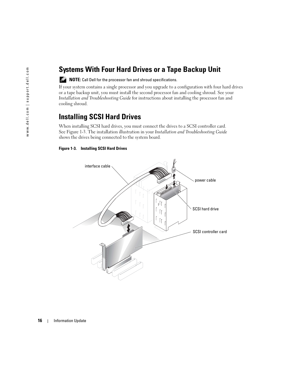 Installing scsi hard drives, Figure 1-3 | Dell PowerEdge SC1420 User Manual | Page 18 / 132