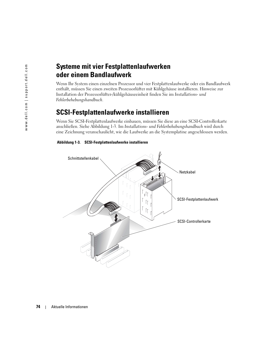 Scsi-festplattenlaufwerke installieren | Dell PowerEdge SC1420 User Manual | Page 76 / 132