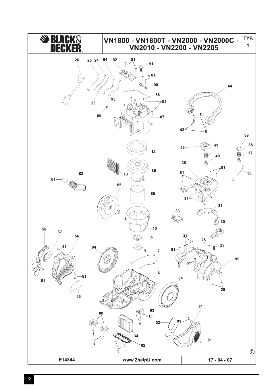 Black & Decker VN2205 User Manual | Page 12 / 16