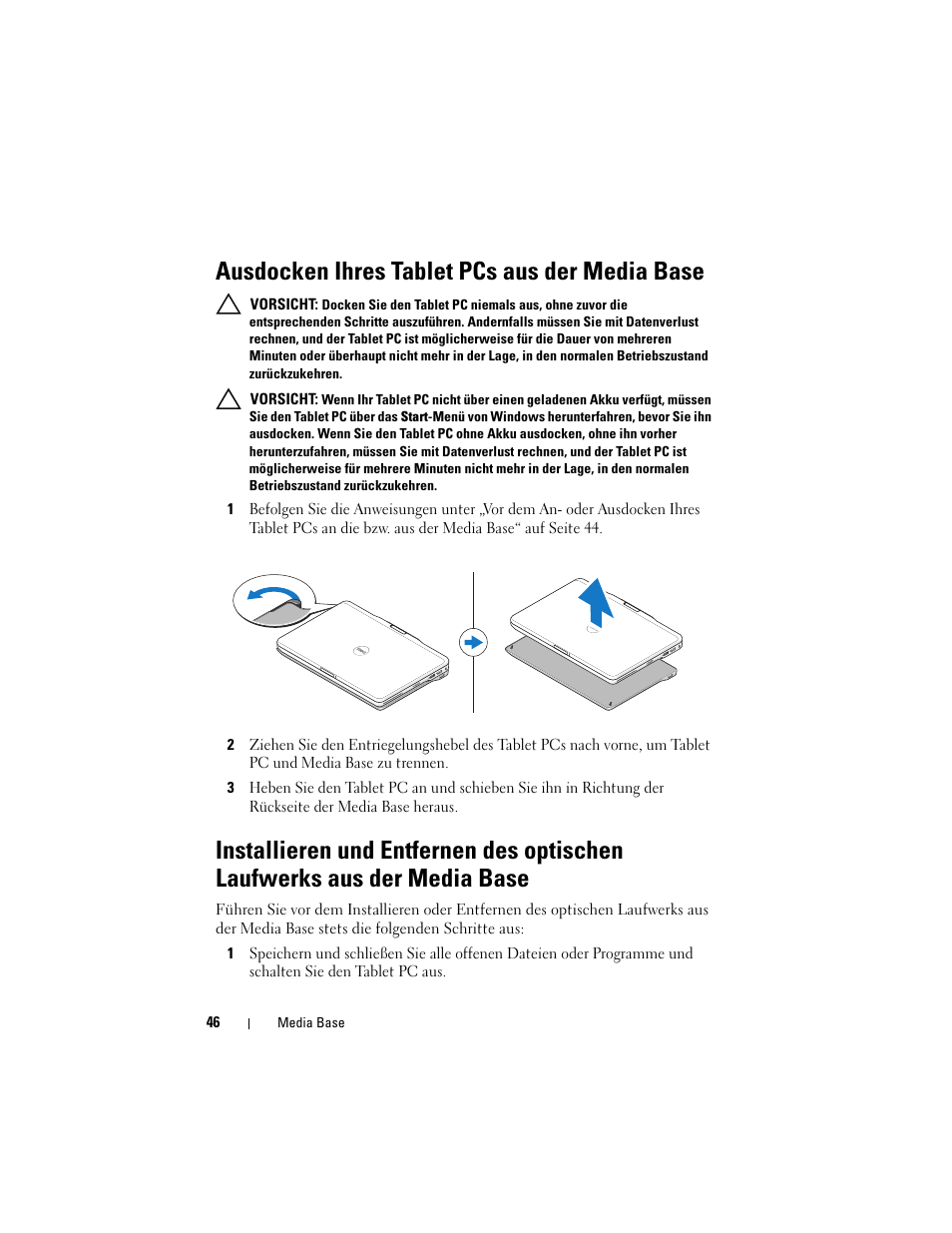 Ausdocken ihres tablet pcs aus der media base | Dell Latitude XT3 (Mid 2011) User Manual | Page 48 / 108