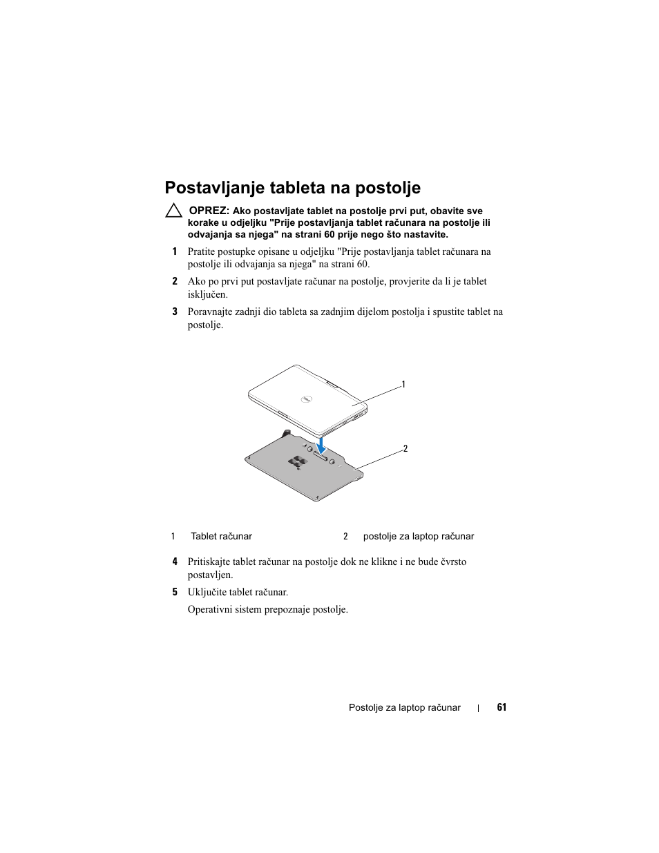 Postavljanje tableta na postolje | Dell Latitude XT3 (Mid 2011) User Manual | Page 63 / 108