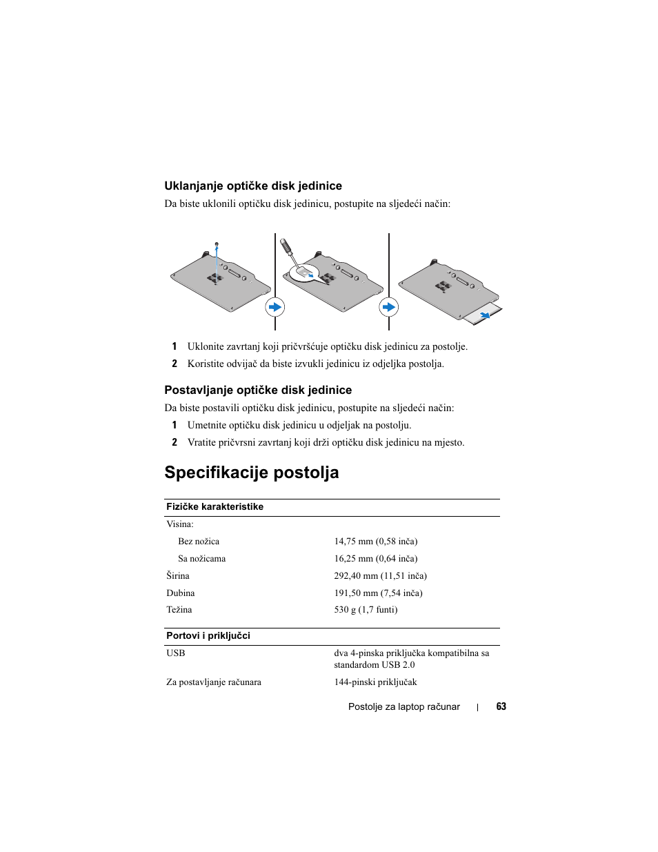 Specifikacije postolja | Dell Latitude XT3 (Mid 2011) User Manual | Page 65 / 108