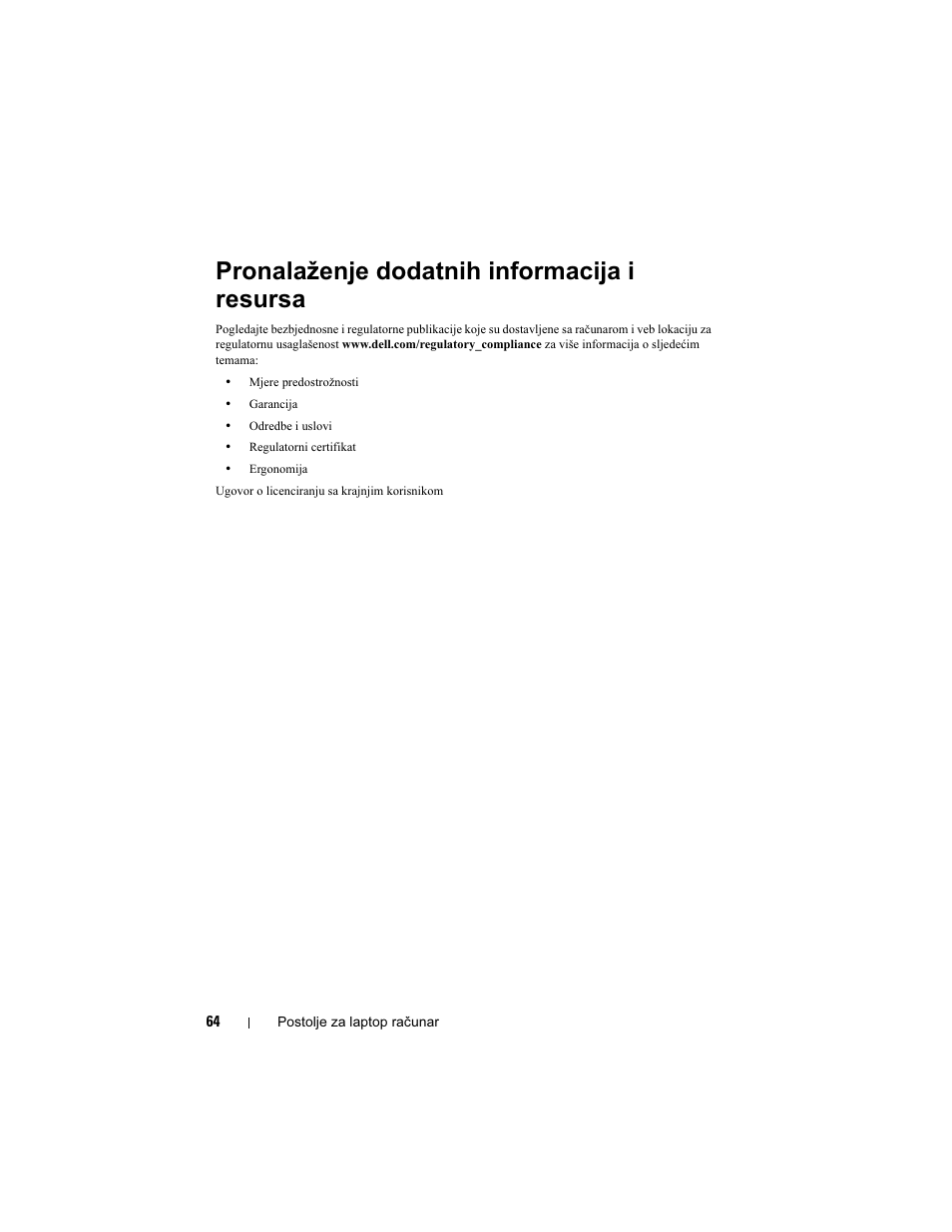 Pronalaženje dodatnih informacija i resursa | Dell Latitude XT3 (Mid 2011) User Manual | Page 66 / 108