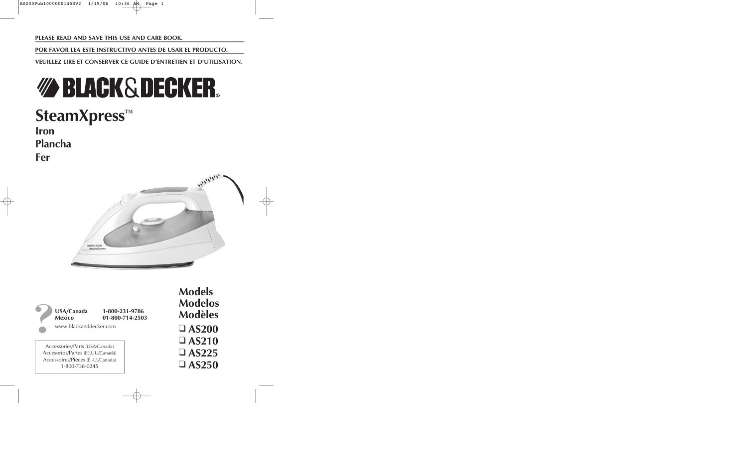 Black & Decker AS210 User Manual | 13 pages