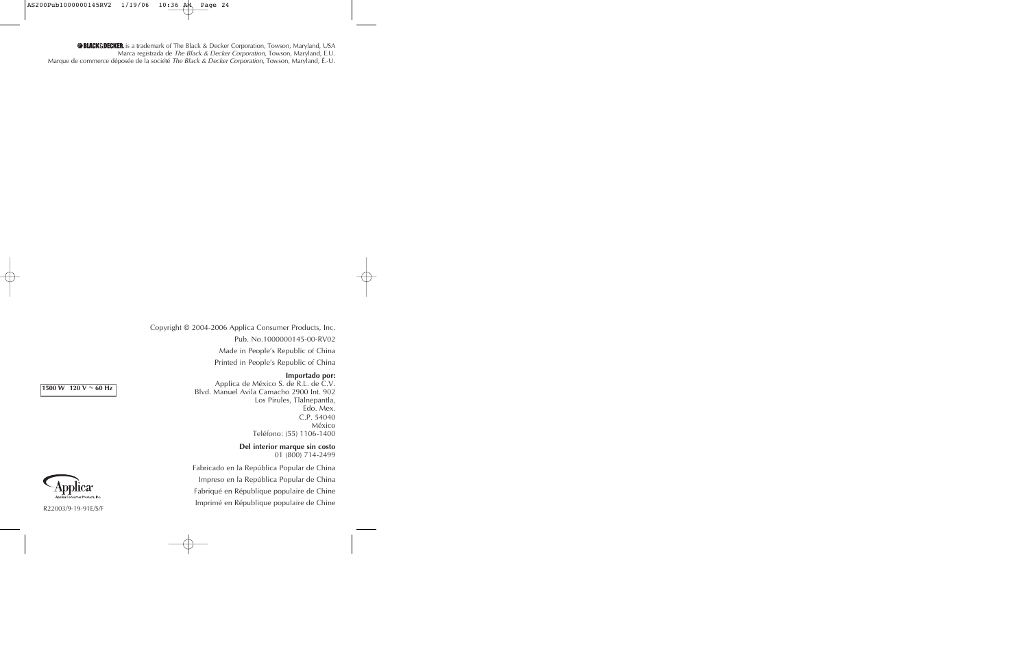 Black & Decker AS210 User Manual | Page 13 / 13