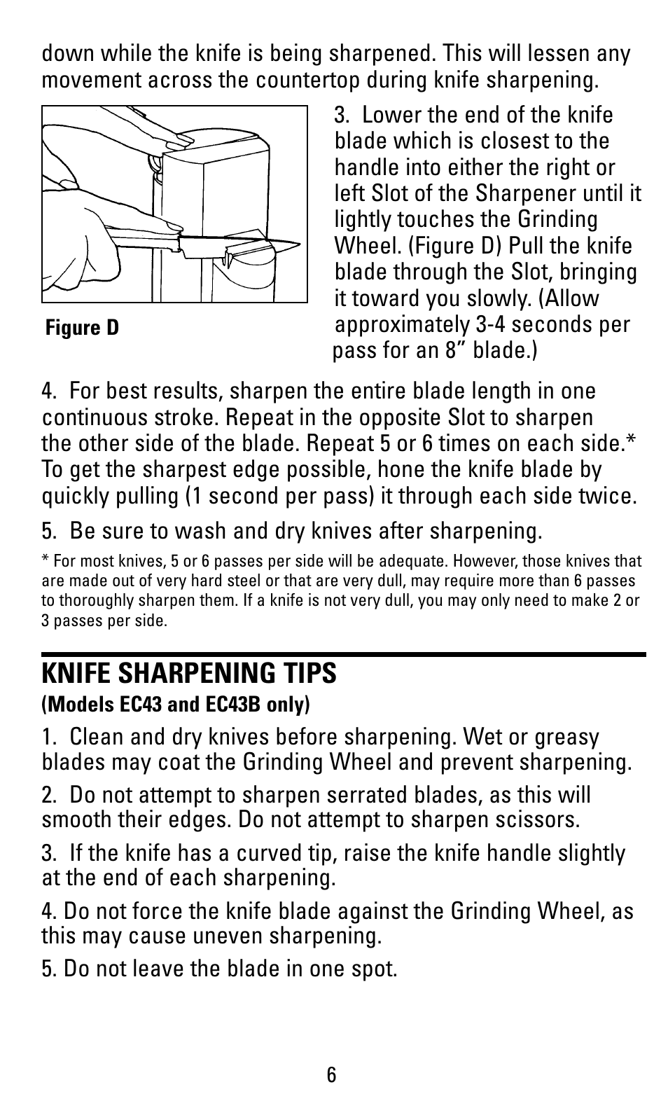 Knife sharpening tips | Black & Decker EC43B User Manual | Page 6 / 12