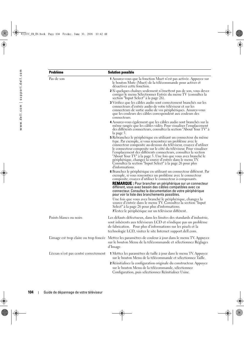 Dell LCD TV W3207C User Manual | Page 104 / 204