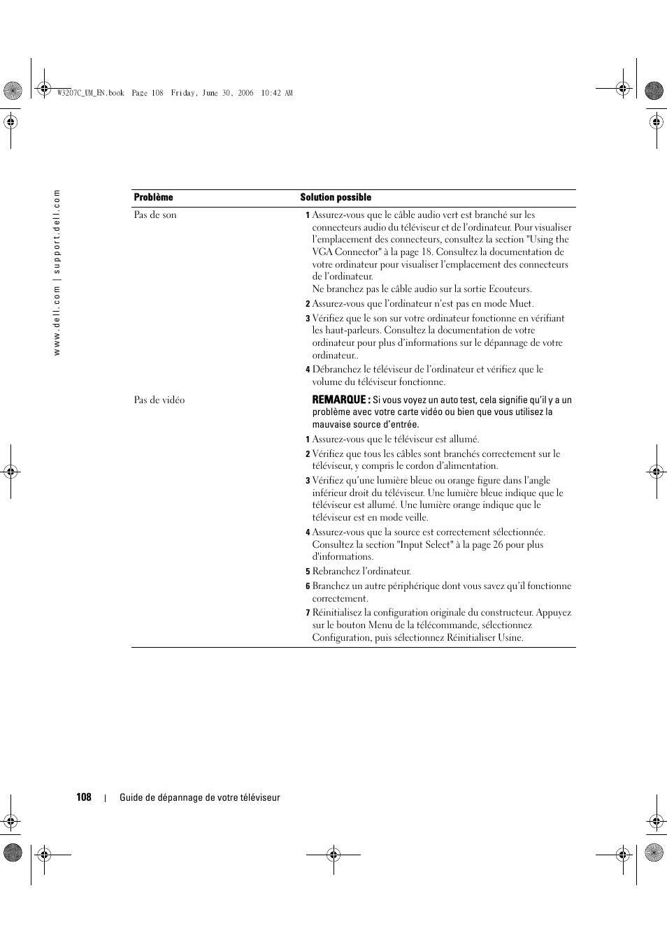Dell LCD TV W3207C User Manual | Page 108 / 204