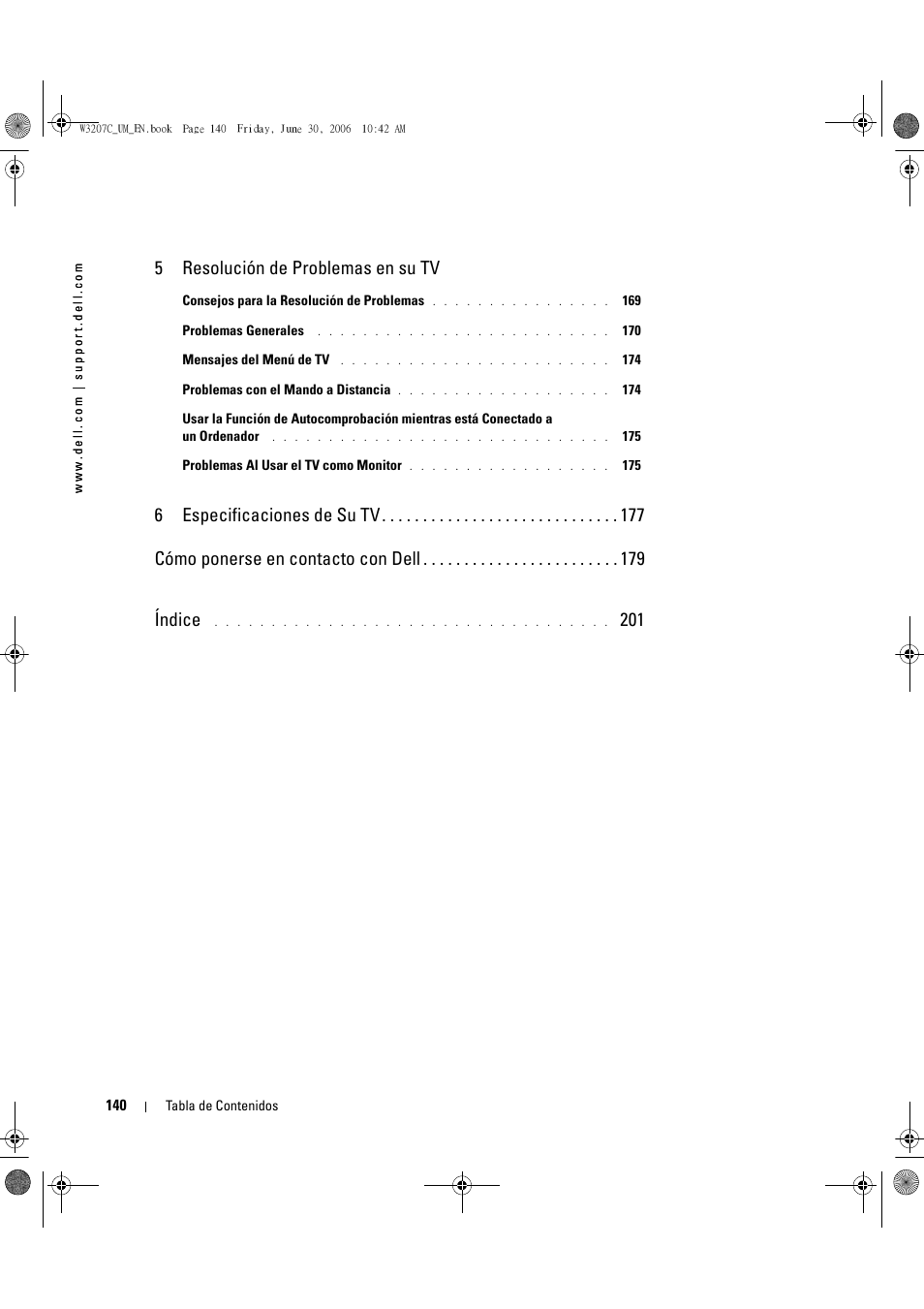 5 resolución de problemas en su tv | Dell LCD TV W3207C User Manual | Page 140 / 204