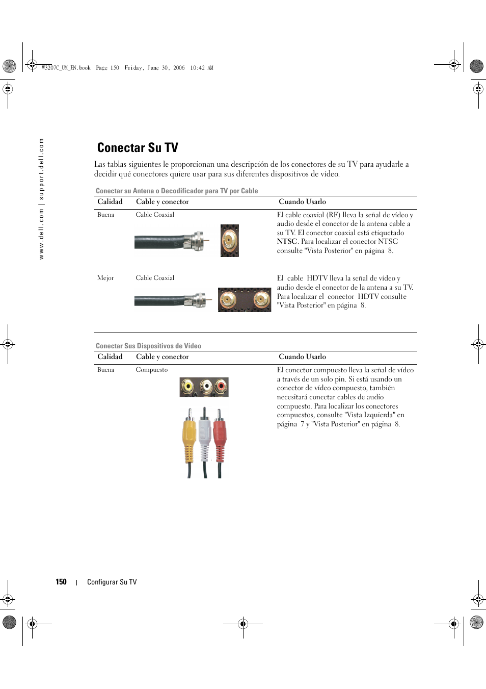 Conectar su tv | Dell LCD TV W3207C User Manual | Page 150 / 204