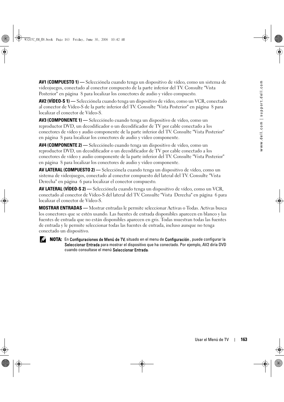 Dell LCD TV W3207C User Manual | Page 163 / 204