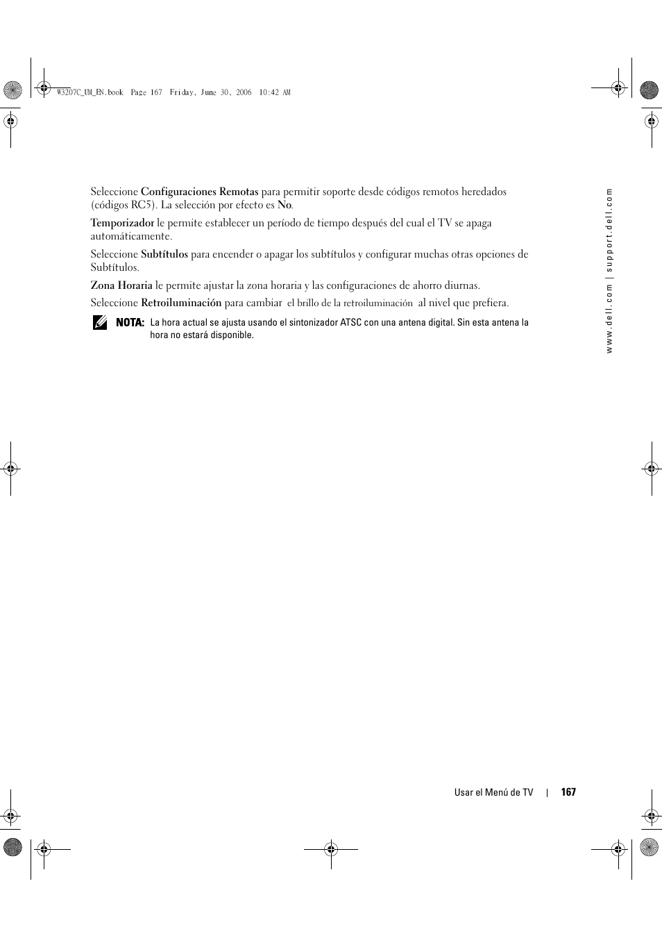 Dell LCD TV W3207C User Manual | Page 167 / 204