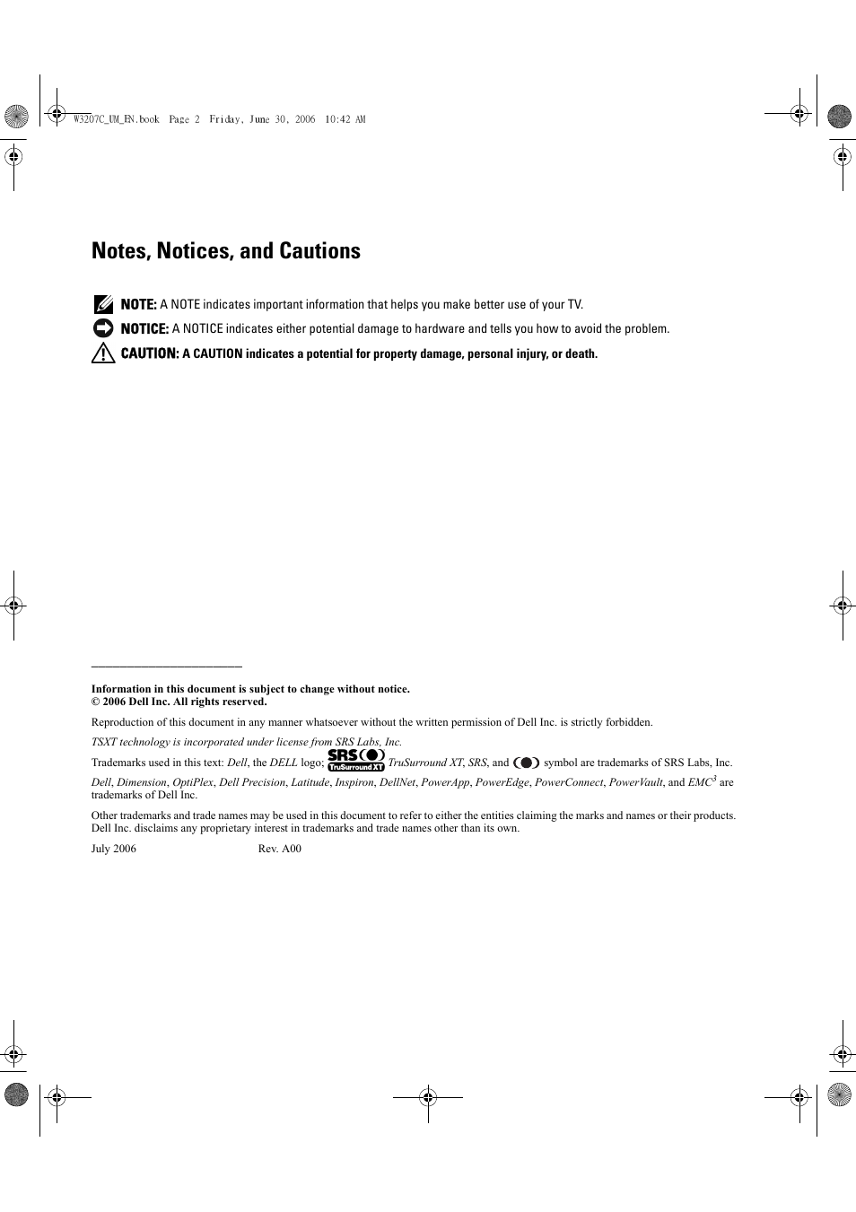 Dell LCD TV W3207C User Manual | Page 2 / 204