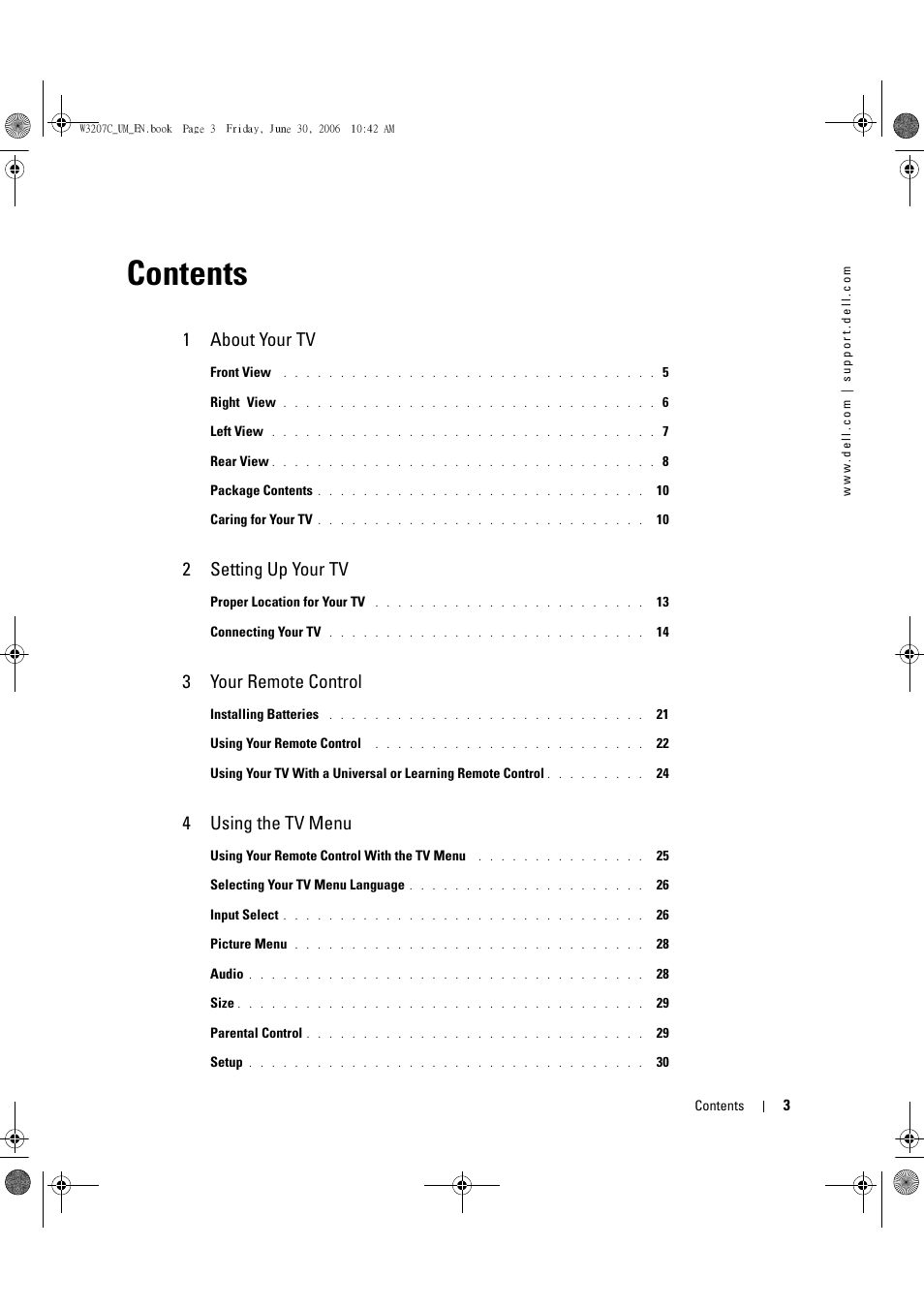 Dell LCD TV W3207C User Manual | Page 3 / 204