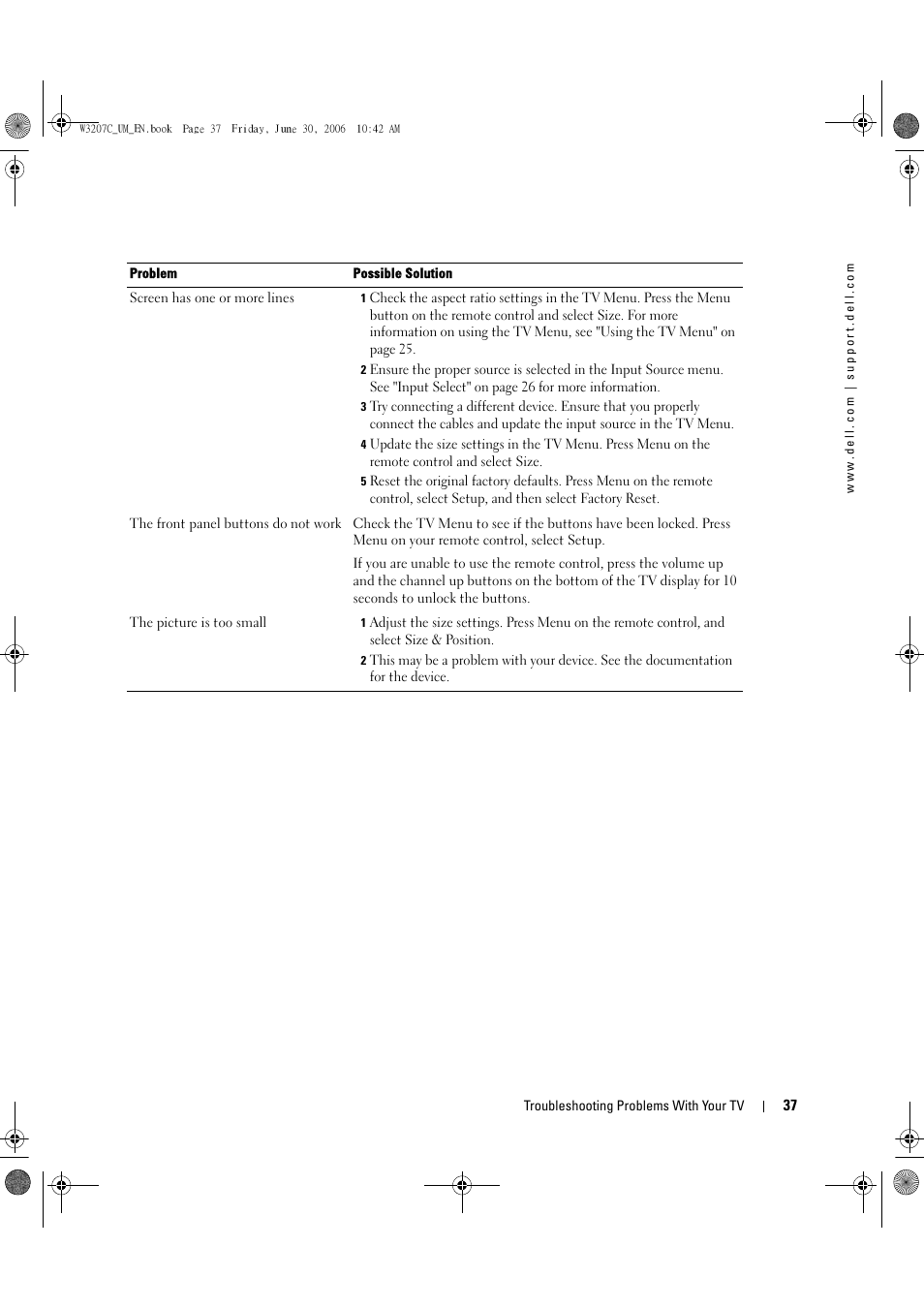 Dell LCD TV W3207C User Manual | Page 37 / 204