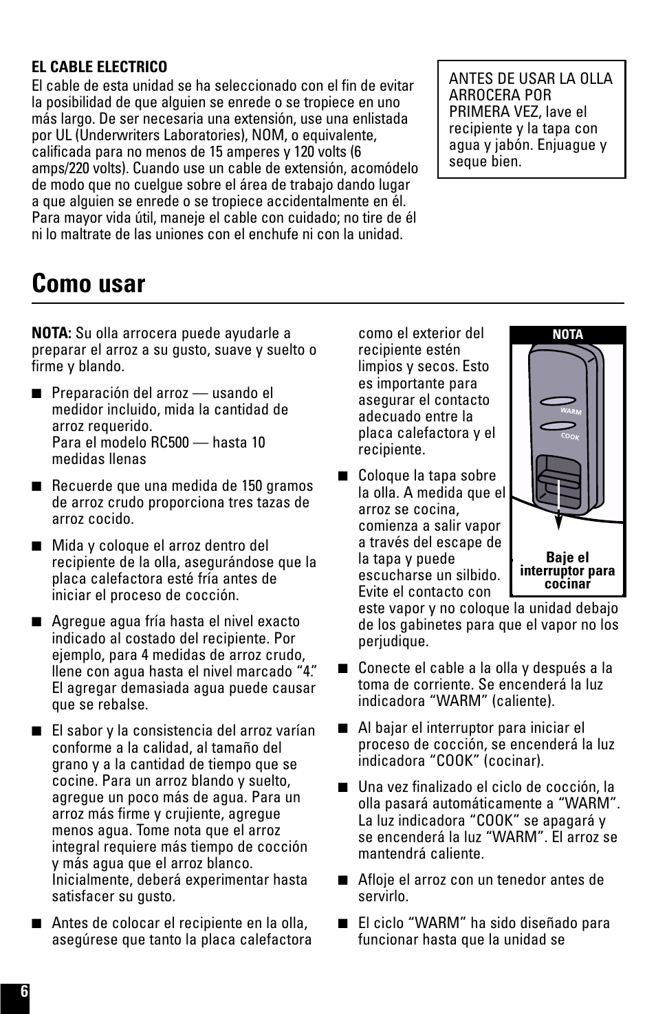 Como usar | Black & Decker RC500 User Manual | Page 6 / 8