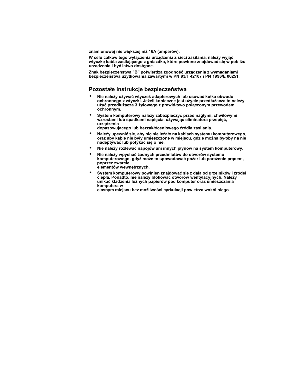 Pozostałe instrukcje bezpieczeństwa, Pozostaše instrukcje bezpieczeòstwa -21 | Dell Inspiron 4100 User Manual | Page 119 / 158