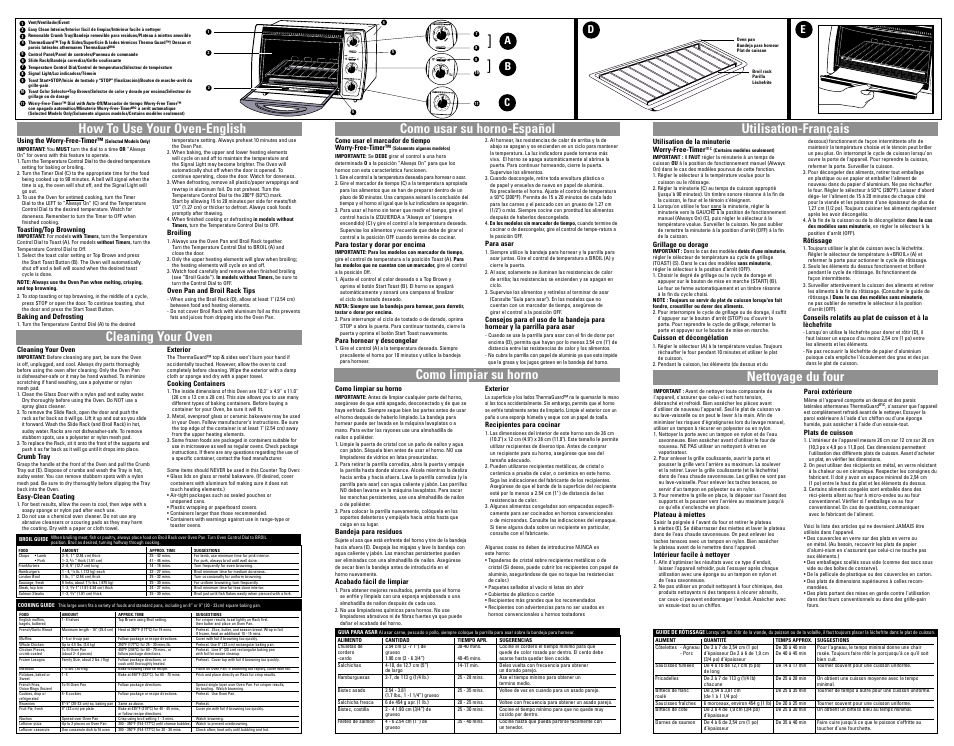 How to use, Cleaning, Como usar | Como limpiar, Utilisation, Nettoyage du four, Toast-r-o ven plus, How to use your oven-english, Cleaning your oven, Como usar su horno-español | Black & Decker TRO6100CT User Manual | Page 7 / 7
