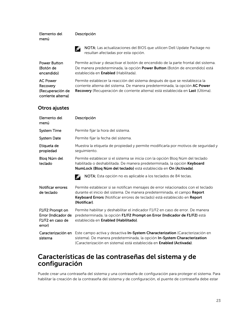 Otros ajustes | Dell PowerEdge M820 (for PE VRTX) User Manual | Page 23 / 183