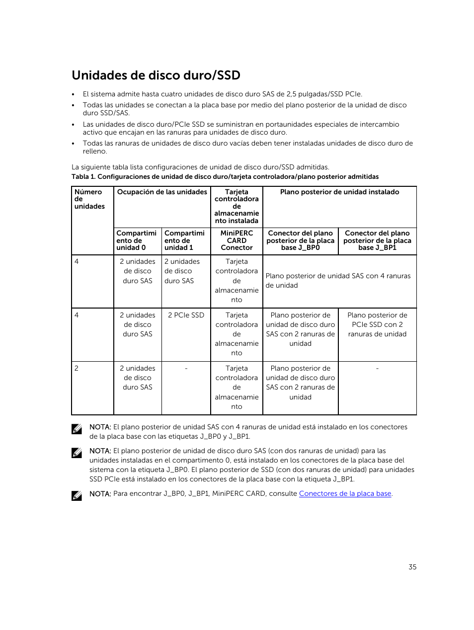 Unidades de disco duro/ssd | Dell PowerEdge M820 (for PE VRTX) User Manual | Page 35 / 183