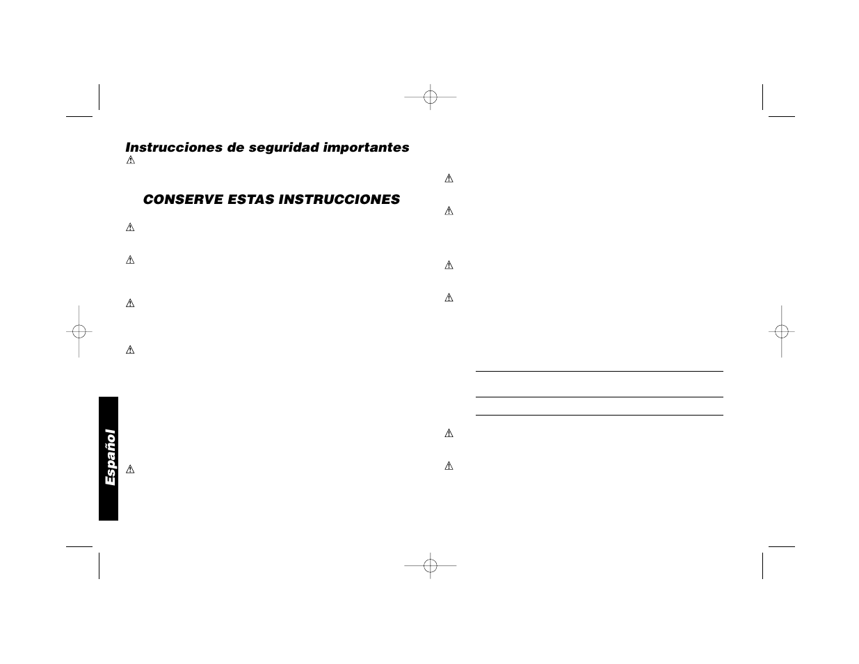 Instrucciones de seguridad importantes, Conserve estas instrucciones, Español | Black & Decker D25650 User Manual | Page 19 / 26