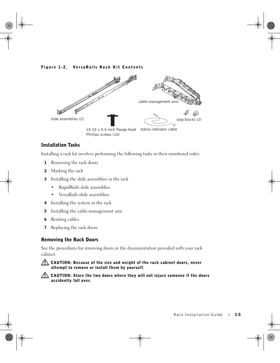 Installation tasks, Removing the rack doors | Dell PowerEdge 1750 User Manual | Page 11 / 180