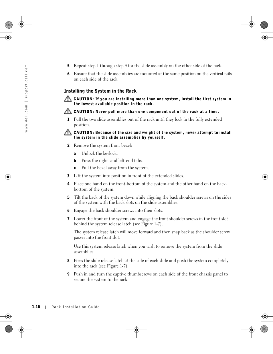 Installing the system in the rack | Dell PowerEdge 1750 User Manual | Page 16 / 180