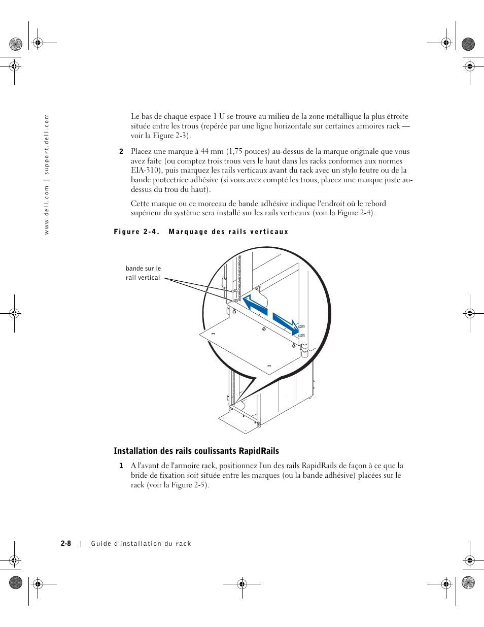 Installation des rails coulissants rapidrails | Dell PowerEdge 1750 User Manual | Page 46 / 180