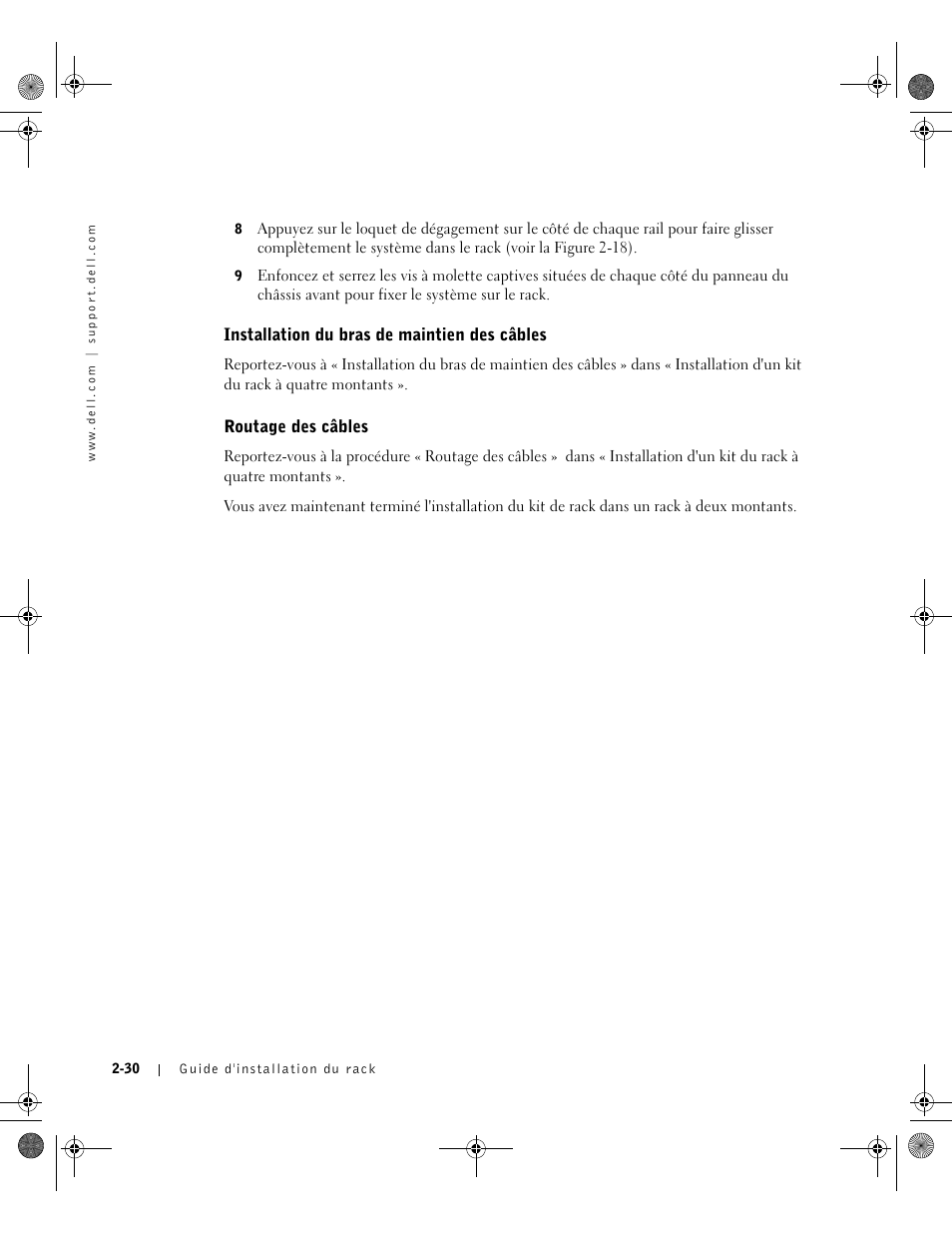 Installation du bras de maintien des câbles, Routage des câbles | Dell PowerEdge 1750 User Manual | Page 68 / 180