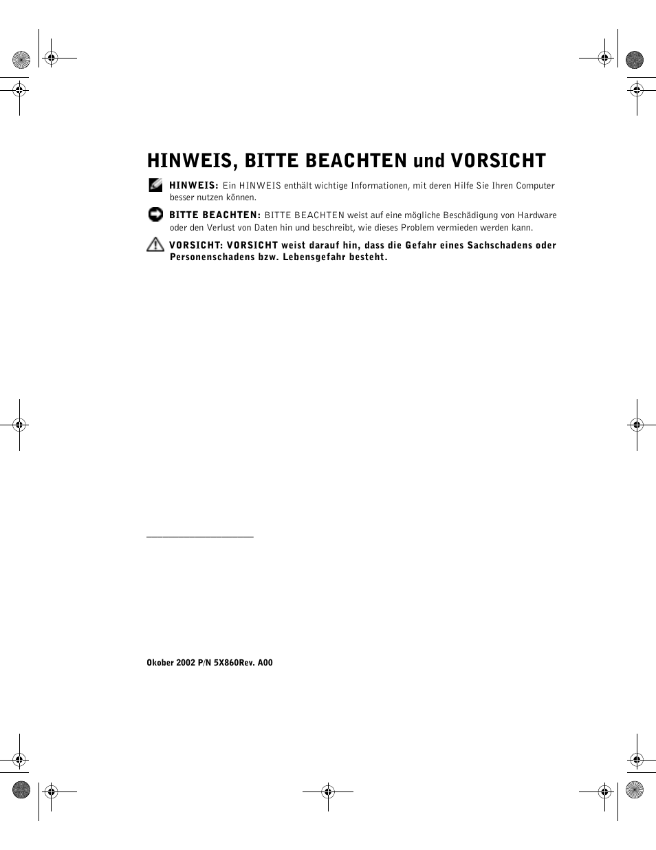 Hinweis, bitte beachten und vorsicht | Dell PowerEdge 1750 User Manual | Page 72 / 180