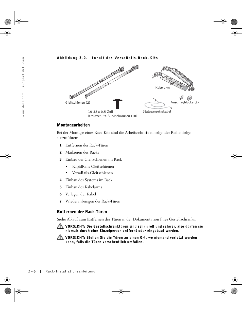 Montagearbeiten, Entfernen der rack-türen | Dell PowerEdge 1750 User Manual | Page 80 / 180