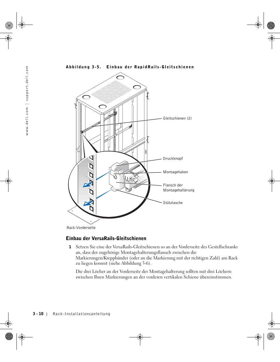 Einbau der versarails-gleitschienen | Dell PowerEdge 1750 User Manual | Page 84 / 180